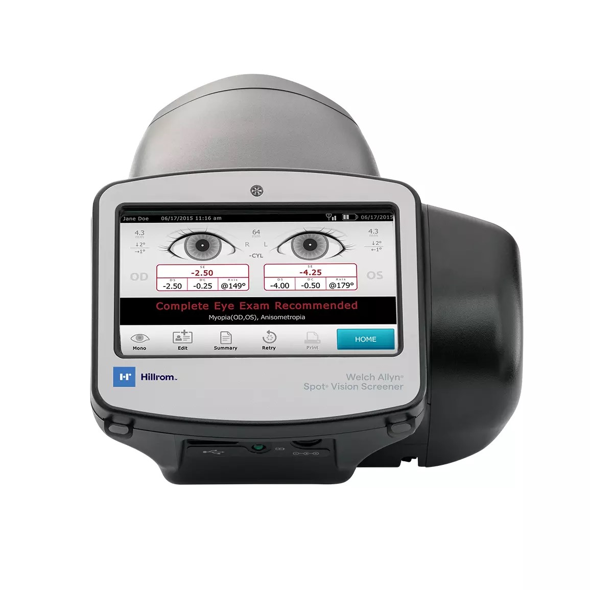 Screener, VS100 Spot Vision Screener w/ Carrying Case and 8 ft US Power Cord [2.5A, 125V] (1/EA) by Hillrom/Welch Allyn  ID VS100S-B